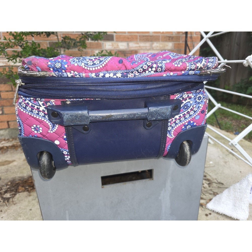 Vera Bradley Rolling Suitcase Lge Paisley Quilted Expandable See Pics Flaws - Picture 12 of 13